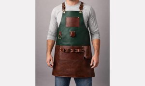 Adjustable Leather <b>Apron</b> with Multiple Pockets for Chef Barista <b>BBQ</b> Grill Premium Quality Bulk Wholesale Supplier LPN-0255 - Product Image 2