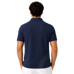 Polo zippé en maille gaufrée bleu marine personnalisé pour homme – Respirant, manches courtes, pour le golf, le tennis, décontracté, performance, vêtement de sport - Product Image 2