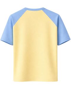 Camiseta de Manga Raglán Amarilla y Azul para Hombre, Cuello Redondo, Informal, Verano, Transpirable, Mezcla de Algodón, Suave, Cómoda, Ligera, para Uso Diario - Product Image 2