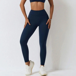 Leggings de yoga orange taille haute sans couture, couleur unie, taille élastique, pantalon de fitness pour femme, vêtements de sport - Product Image 3