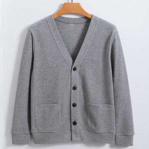 High Quality Oem Top Trending Men's V-Neck Knitted Cardigan Solid Color Long Sleeve Cotton Knit <b>Button</b> Front Autumn Wear - Product Image 3