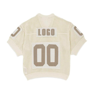 Maillots de football américain streetwear personnalisés, coupe oversize, coupe courte et carrée, impression sérigraphique, broderie, tricoté pour homme, été - Product Image 6