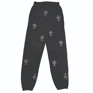 Survêtement unisexe noir à capuche, manches longues, coupe ample, tenue décontractée avec motif brodé en croix, tenue d'automne en coton - Product Image 4