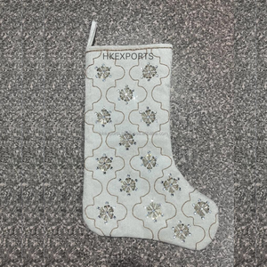 Bas de Noël faits à la main de couleurs or et ivoire bas tissés à la main ornés de Offre Spéciale et perlés - Product Image 6