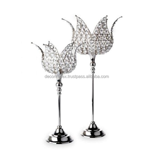 Bougeoir de table de thé en cristal doré de mariage de luxe bougeoirs en cristal centres de table décoratifs pour mariages - Product Image 3