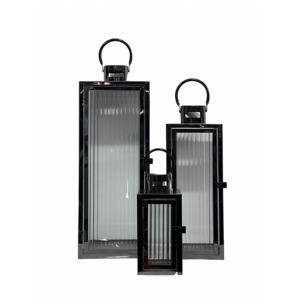 Lanternes rectangulaires en métal noir avec un design géométrique pour la décoration de la maison - Product Image 2