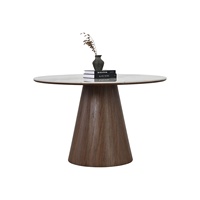 Table à manger moderne de luxe en pierre frittée avec piétement en bois de noyer, 4 places, mobilier de salle à manger de style farmhouse pour villa