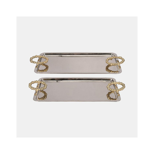 Plateau élégant en métal pour servir des desserts et des friandises, plateau de luxe pour le thé, le café et les collations, nouvelle arrivée, pour la maison, l'hôtel et la restauration - Product Image 3