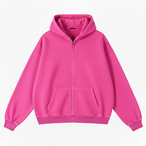 Sweat-shirt à capuche zippé pour homme, violet, coupe oversize, décontracté, pour l'automne, en molleton tricoté, couleur unie, avec poches - Product Image 2