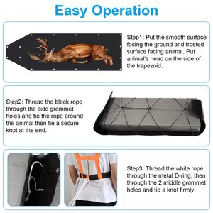 Imbracatura per traino cervi in corda nera da 10m (32.8FT) con slitta da neve da 5m (16.1F) per il trasporto di selvaggina, accessori essenziali per la caccia - Product Image 6