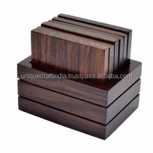 Superb Quality Handmade <b>Wooden</b> Walnut Coasters Set Unique Classic India Design Mat/Pad for Coffee Tea Kitchen Wedding Occasions - Product Image 4