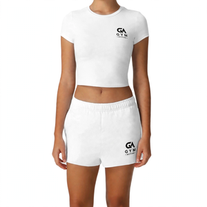 ชุดเซ็ตเสื้อยืดแขนสั้นและกางเกงขาสั้น 2 ชิ้นสำหรับผู้หญิง ยี่ห้อ Gym Active แฟชั่นลำลอง เนื้อผ้าคอตตอนถัก 100% ทรงพอดีตัว ระบายอากาศได้ดี - Product Image 2