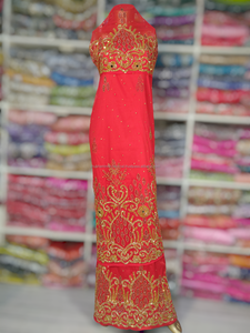 Nigérian 100% perlé à la main indien George africain tête cravate respirant indien emballages doré perlé pour tissu de mariage nigérian - Product Image 6