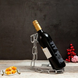 Support à bouteilles de vin moderne en métal sculptural, style halo - Product Image 6