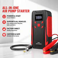 Démarreur multifonction avec compresseur d'air, booster de batterie de voiture portable et gonfleur de pneus, alimentation de secours 12V