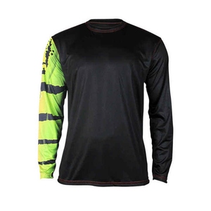 Camiseta de Pesca de Manga Larga con Cuello Redondo, Estampado por Sublimación, Negra con Mangas Verde Neón, para Actividades al Aire Libre - Product Image 1