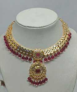 Magnifique ensemble de collier Kundan en rubis plaqué or, collier ras-du-cou indien pour mariage, bijoux à perles pendantes, cadeau pour femme - Product Image 6