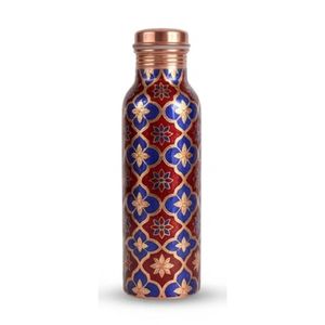 Handmade Pure Copper <b>Water</b> <b>Bottle</b> with Floral Print Leak Proof Ayurvedic Copper Vessel Wholesale for Wellness & Gifts - Product Image 2