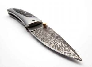 Handcrafted Damascus Steel <b>Folding</b> Executive <b>Desk</b> Tool Inlaid Wood Handle Gift Piece - Product Image 3