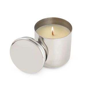 Pot à bougie de luxe en acier inoxydable argenté avec couvercle, conteneur rond en métal pour bougies parfumées, idéal pour la décoration intérieure - Meilleure vente - Product Image 1