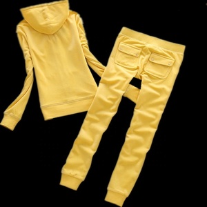 Ensemble de survêtement en velours pour femmes, nouvelle tenue de sport Hollywood à capuche avec fermeture éclair à l'avant - Product Image 2