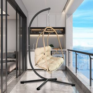 Sedia a dondolo JESJE con supporto, pieghevole, per interni ed esterni, capacità 300 libbre - Product Image 1