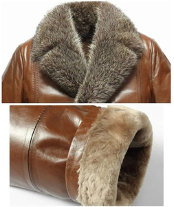 Manteau d'hiver imperméable en cuir véritable pour hommes grandes tailles, à manches longues, avec ceinture et bordure en fourrure, vêtements d'extérieur décontractés, streetwear - Product Image 3