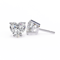 Boucles d'oreilles clous en moissanite taille cœur, argent sterling 925 plaqué rhodium, bijoux étincelants pour femme, cadeau