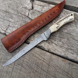 Luxury Damascus Steel Fillet <b>Knife</b> Handmade Bone Handle Slide Open Razor <b>Sharp</b> High Durability Customizable Fishing Camping - Product Image 1
