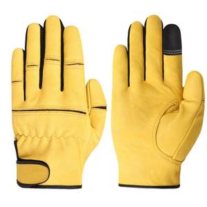 Women's Beige Leather <b>Touchscreen</b> <b>Gloves</b> Needle Detection Full Finger Design Wrist-Length Split Cuff Cashmere Lining Casual - Product Image 1