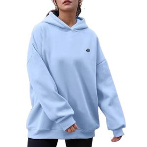 Sweat-shirt oversize personnalisé pour femme, style streetwear, jogging, 100% coton, respirant, doublé, super doux, broderie 3D, poche kangourou - Product Image 2