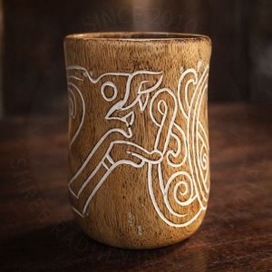 Handcrafted Vintage Wooden <b>Drink</b> Holder with Lid & Hand Grip Eco-Friendly CE Certified <b>for</b> Outdoor Office Home Use - Product Image 1