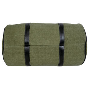 Olive <b>Green</b> Genuine Leather Duffel Bag Lightweight Rugged Gym & Weekender Travel Carry-On Polyester Lining Organized Storage - Product Image 5