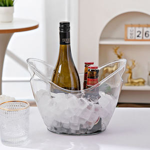 Seau à glace en acrylique transparent pour vin, champagne, bière, 1,3 L, grand seau à vin en plastique avec glace pour les fêtes, transparent - Product Image 5