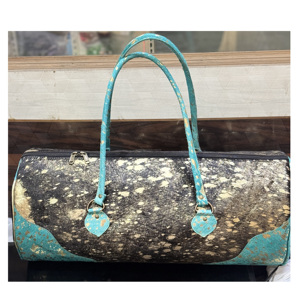 Indian Bohemian Style Cowhide <b>Leather</b> Travelling Duffle Bag Genuine Cow Fur <b>Leather</b> Bag Elegant Boho Style Evening <b>Shopping</b> Bag - Product Image 2
