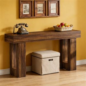 Consolle d'ingresso in legno con contenitore e funzione scrivania, ideale per l'uso in ingresso - Product Image 1