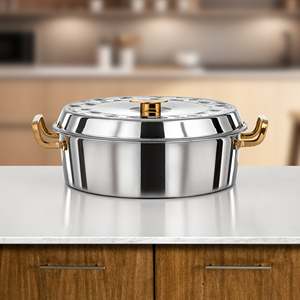 Olla de Acero Inoxidable de Lujo con Aislamiento Térmico y Asas Doradas, Recipiente para Mantener la Comida Caliente, para Servir en Ramadán, Eid y Buffets - Product Image 5