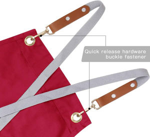 Tablier de Chef en Toile de Coton avec Poches pour Hommes et Femmes, Tablier de Travail à Bretelles Croisées pour Cuisine, Pâtisserie, Artisanat et Peinture - Product Image 2