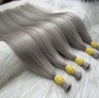 Vente en gros populaire : Cheveux vietnamiens Nasa Hair Modèle Kevin, brun clair, super double drawn, ondulés et lisses, en vrac 100g, teint gris cendré
