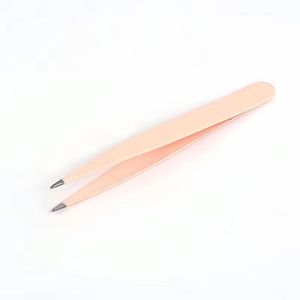 Custom Logo Durable Stainless Steel Eyebrow Tweezers Slanted Tip Beauty <b>Makeup</b> <b>Tool</b> Private Label Supplier - Product Image 4