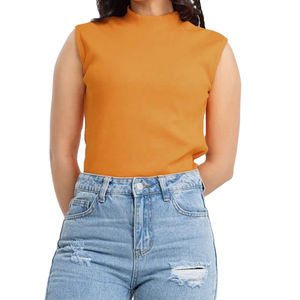 Camiseta sin mangas de cuello alto para mujer, de algodón y elastano, informal, a la moda y para el verano, OEM. - Product Image 6