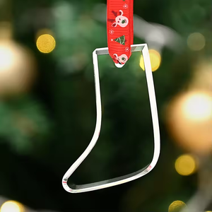 Adorno <span class=keywords><strong>de</strong></span> Navidad <span class=keywords><strong>en</strong></span> <span class=keywords><strong>Forma</strong></span> <span class=keywords><strong>de</strong></span> Calcetín <span class=keywords><strong>de</strong></span> Cristal Transparente - Decoración Colgante para Árbol <span class=keywords><strong>de</strong></span> Navidad <span class=keywords><strong>de</strong></span> Cristal K9 Transparente para Grabado DIY, Recuerdo para Fiestas <span class=keywords><strong>de</strong></span> Boda - Product Image 2