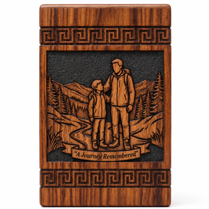 Wooden <b>Memorial</b> Urn Carved Remembrance Keepsake <b>Box</b> Family Tribute Cremation Ashes Holder for Cemetery - Product Image 1