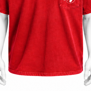 T-shirt rouge délavé avec poche poitrine, en coton vintage, manches courtes, coupe oversize décontractée, style streetwear décontracté, été - Product Image 6