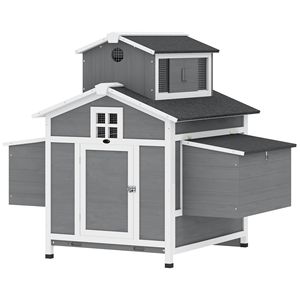 Gallinero de Madera Tipo H para 2 Gallinas, Jaula para Gallinas con Nido, Bandeja Extraíble, Ventanas de Ventilación - Product Image 1