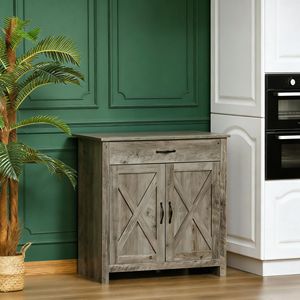 Buffet avec porte coulissante réglable, tiroirs et bar à café, meuble de cuisine - Product Image 1