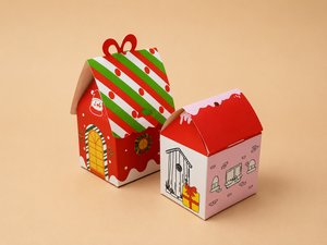 Caja de Regalo de Papel con Forma de Casa Pequeña, Impresa a Medida por Fábrica OEM, Caja de Embalaje para Galletas, Dulces y Regalos Navideños, Proveedor de Vietnam - Product Image 2