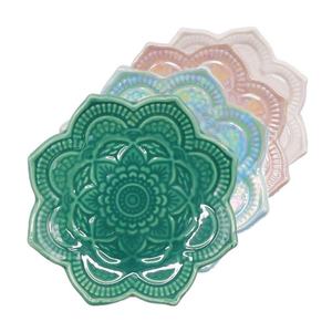 Plateau de présentation de bijoux en céramique d'art de mandala bleu ciel moderne pour la décoration à la maison - Product Image 3