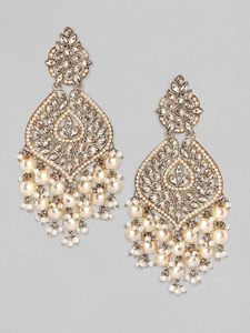 Kundan Jadau Hyderabadi Style Women's Drop Earrings Gold Plated Imitation Pearl Alloy Crystal Rhinestone Claw Setting Trendy - Product Image 5
