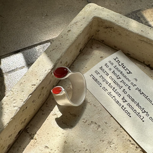 Children's S925 Sterling Silver Korean Minority Design Red Agate Frosted Retro Fashionable Ring Gem by Gem ISN Wind - Product Image 2